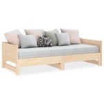 Pat extensibil de zi, 2x(90×190) cm, lemn masiv de pin