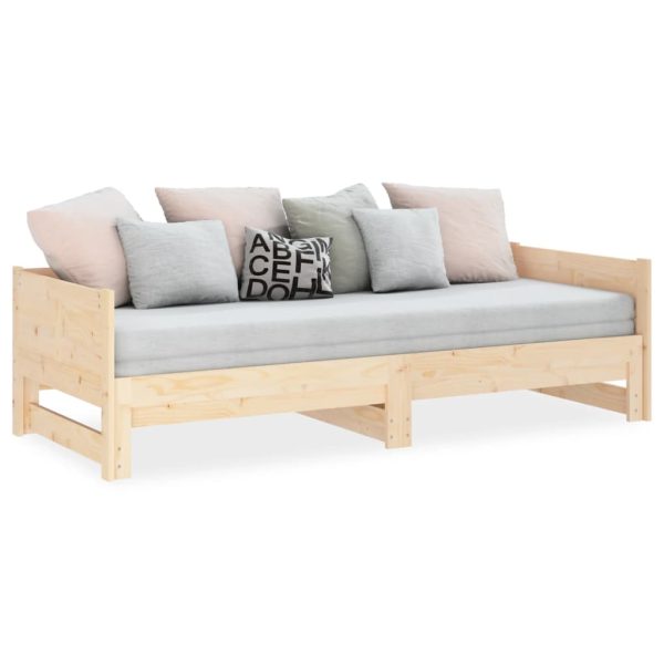 Pat extensibil de zi, 2x(90×190) cm, lemn masiv de pin