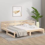Pat de zi extensibil, 2x(90×200) cm, lemn masiv de pin