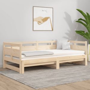 Pat de zi extensibil, 2x(90×200) cm, lemn masiv de pin