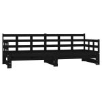 Pat de zi extensibil, negru, 2x(90×190) cm, lemn masiv de pin