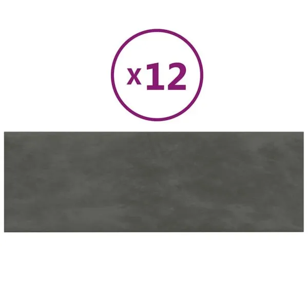 Panouri de perete 12 buc. gri închis 90×30 cm catifea 3,24 m²