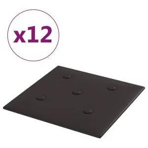 Panouri perete 12 buc. negru, 30×30 cm piele ecologică, 1,08 m²