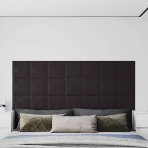 Panouri perete 12 buc. negru, 30×30 cm piele ecologică, 1,08 m²