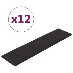 Panouri perete 12 buc. negru, 60×15 cm, piele ecologică 1,08 m²
