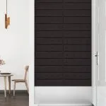 Panouri perete 12 buc. negru, 60×15 cm, piele ecologică 1,08 m²