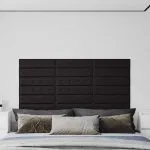 Panouri perete 12 buc. negru, 60×15 cm, piele ecologică 1,08 m²