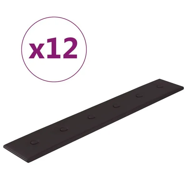 Panouri perete 12 buc. negru, 90×15 cm piele ecologică 1,62 m²