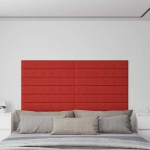 Panouri perete 12 buc. bordo 90×15 cm, piele ecologică, 1,62 m²