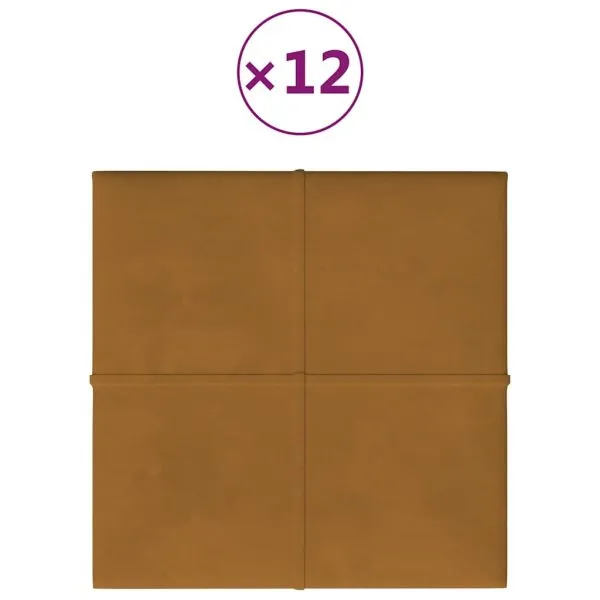 Panouri de perete 12 buc. maro 30×30 cm catifea 1,08 m²