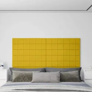 Panouri de perete 12 buc. galben 90×15 cm catifea 1,62 m²
