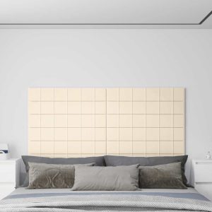 Panouri de perete 12 buc. crem 90×15 cm catifea 1,62 m²