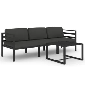 Set mobilier de grădină cu perne, 4 piese, antracit, aluminiu