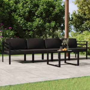 Set mobilier de grădină cu perne, 5 piese, antracit, aluminiu