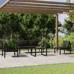 Set mobilier de grădină cu perne, 5 piese, antracit, aluminiu