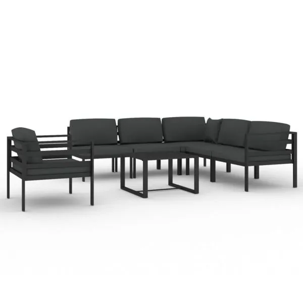Set mobilier de grădină cu perne, 7 piese, antracit, aluminiu