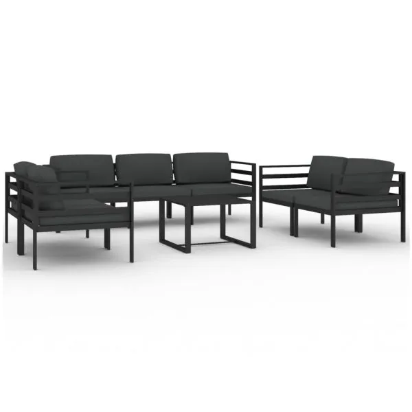 Set mobilier de grădină cu perne, 8 piese, antracit, aluminiu