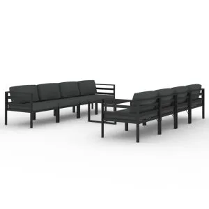 Set mobilier de grădină cu perne, 9 piese, antracit, aluminiu
