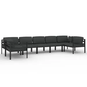 Set mobilier de grădină cu perne, 7 piese, antracit, aluminiu