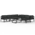 Set mobilier de grădină cu perne, 9 piese, antracit, aluminiu