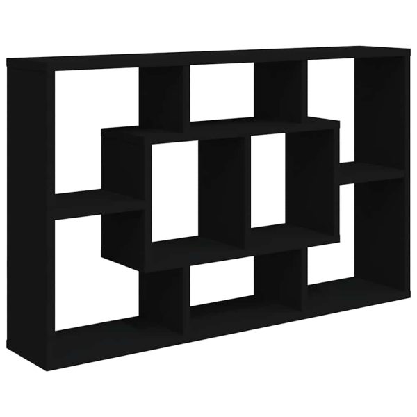 Raft de perete, negru, 85x16x52,5 cm, lemn prelucrat