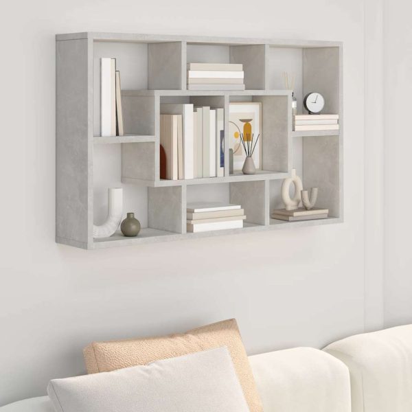 Raft de perete, gri beton, 85x16x52,5 cm, lemn prelucrat