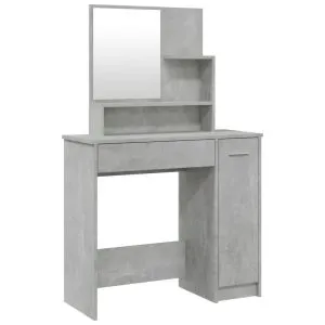 Masă de toaletă cu oglindă, gri beton, 86,5x35x136 cm