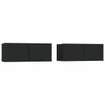 Comode TV, 2 buc., negru, 80x30x30 cm, lemn compozit