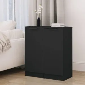 Servante, 2 buc., negru, 30x30x70 cm, lemn prelucrat