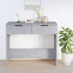 Măsuță consolă, gri beton, 90x36x75 cm, lemn prelucrat