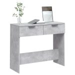 Măsuță consolă, gri beton, 90x36x75 cm, lemn prelucrat