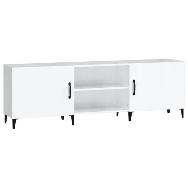 Comodă TV, alb extralucios, 150x30x50 cm, lemn compozit