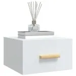 Noptiere de perete, 2 buc., alb extralucios, 35x35x20 cm