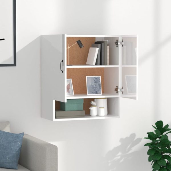 Dulap de perete, alb extralucios, 60x31x70 cm, lemn prelucrat