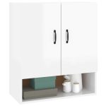 Dulap de perete, alb extralucios, 60x31x70 cm, lemn prelucrat