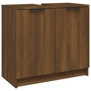 Dulap de baie, stejar maro, 64,5×33,5×59 cm, lemn prelucrat