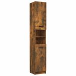 Dulap de baie, stejar fumuriu, 32x34x188,5 cm, lemn prelucrat