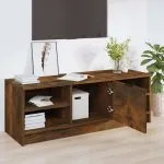 Comodă TV, stejar fumuriu, 102×35,5×36,5 cm, lemn compozit