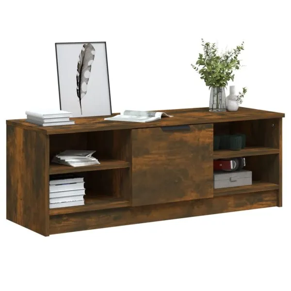 Comodă TV, stejar fumuriu, 102×35,5×36,5 cm, lemn compozit