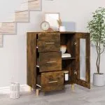 Dulap, stejar fumuriu, 69,5x34x90 cm, lemn compozit
