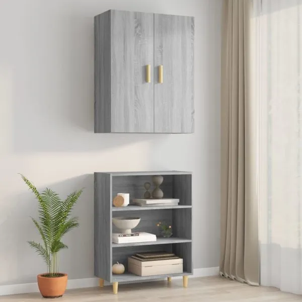 Dulap de perete suspendat, gri sonoma, 69,5x34x90 cm