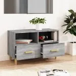Comodă TV, gri sonoma, 80x36x50 cm, lemn prelucrat