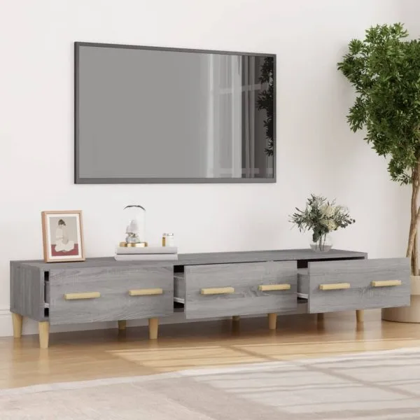 Comodă TV, gri sonoma, 150×34,5×30 cm, lemn compozit