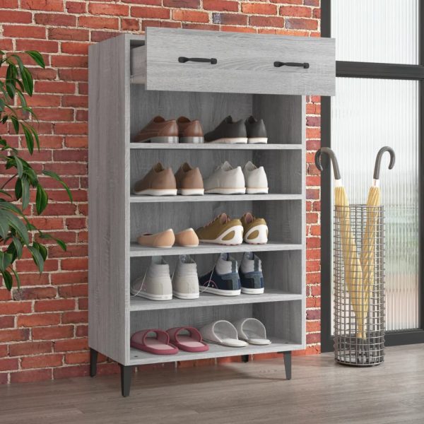 Pantofar, gri sonoma, 60x35x105 cm, lemn compozit