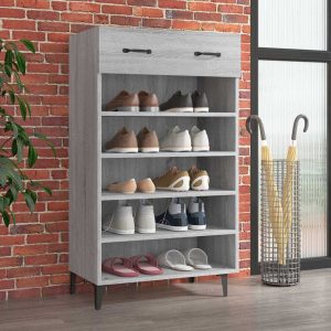 Pantofar, gri sonoma, 60x35x105 cm, lemn compozit