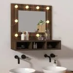 Dulap cu oglindă și LED, stejar maro, 60×31,5×62 cm