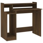 Birou cu lumini LED, stejar maro, 97x45x90 cm, lemn prelucrat