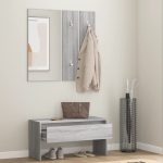 Set de mobilier pentru hol, gri sonoma, lemn prelucrat