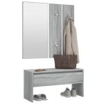 Set de mobilier pentru hol, gri sonoma, lemn prelucrat