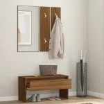 Set de mobilier pentru hol, stejar maro, lemn prelucrat